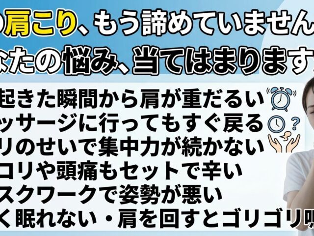 慢性化している肩こりでお悩みのからへ